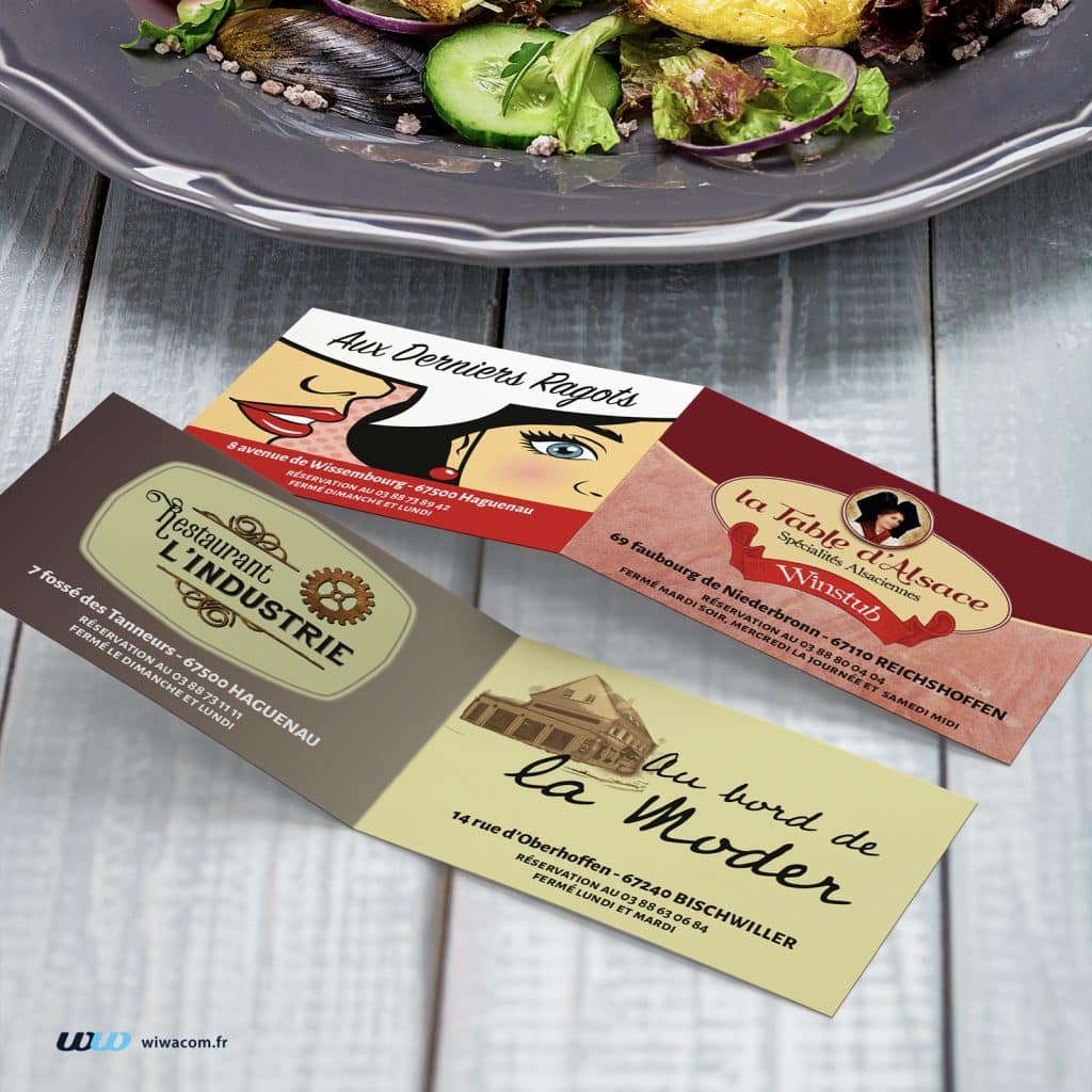 Carte de visites pour divers restaurants