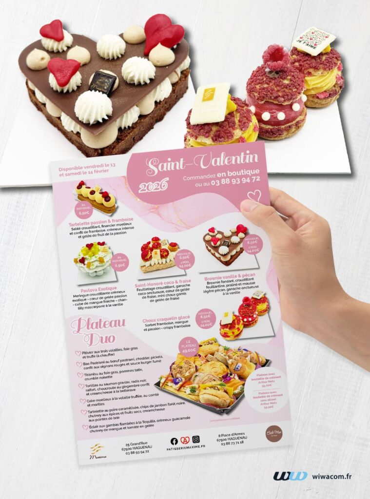 Carte de Saint Valentin 2026 pour P&acirc;tisserie Maxime